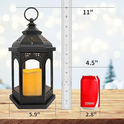 Miniatura 7 de Nattork Farol decorativo marroquí para exteriores con temporizador, 2 x 11 pulgadas de alto, lámpara colgante, linternas de vela sin llama para