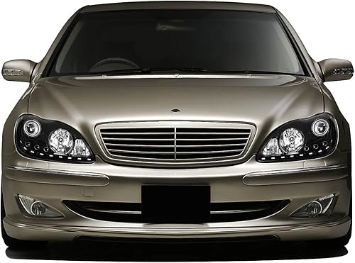 Miniatura 7 de DNA MOTORING HL-HPL-LED-W22000-BK - Faros delanteros de proyector negros con tira de halo LED de repuesto para W220 S-Class