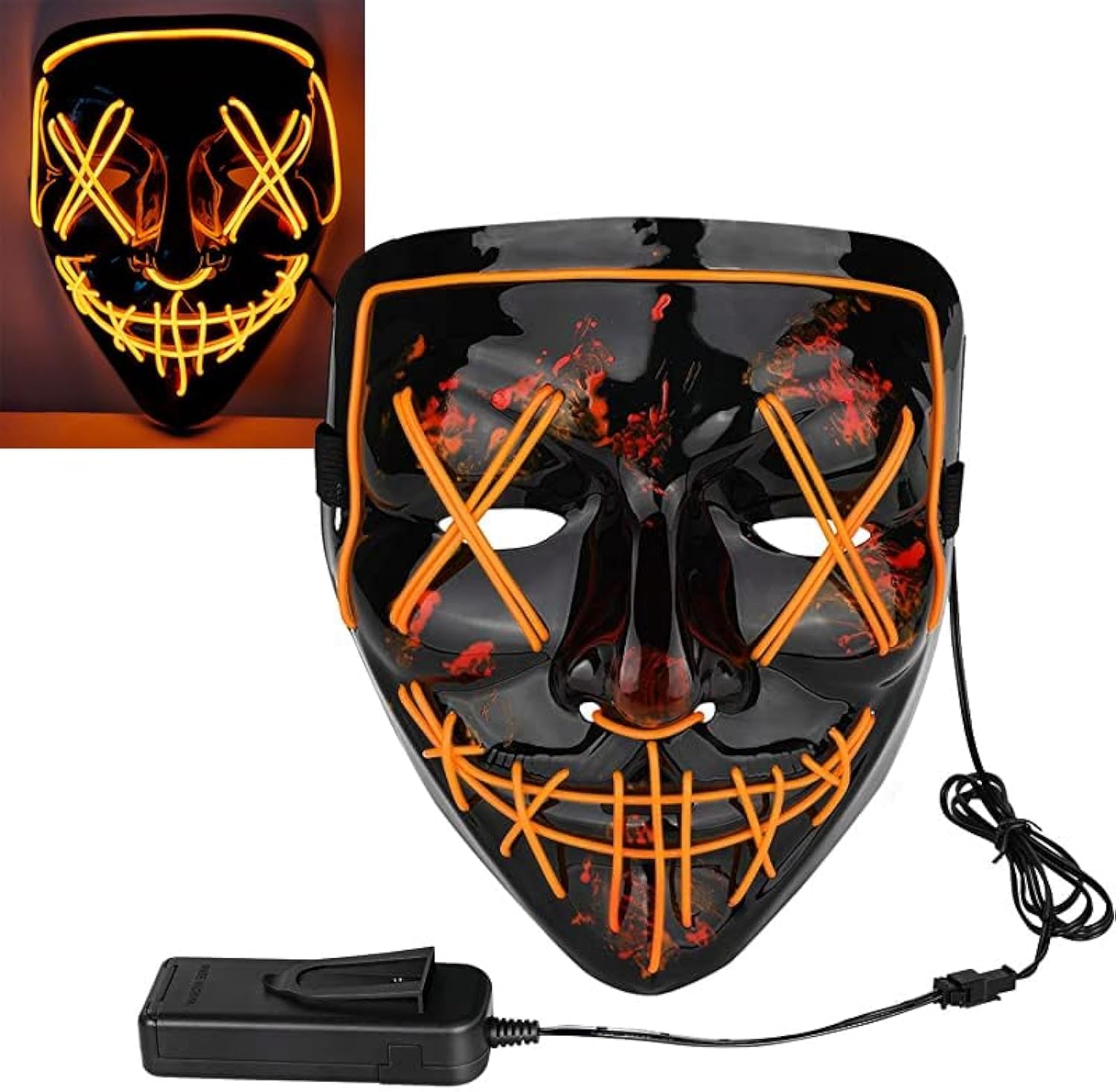 Party Propz Horror mask for men - 1 Pcs, Ghost Face | hacker mask | horror face | devil Masks | Masks for party | light masks | Neon Party (Yellow)