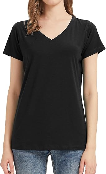 netdraw Womens Ultra-Soft Bamboo Viscose Cotton V-Neck T-Shirt
