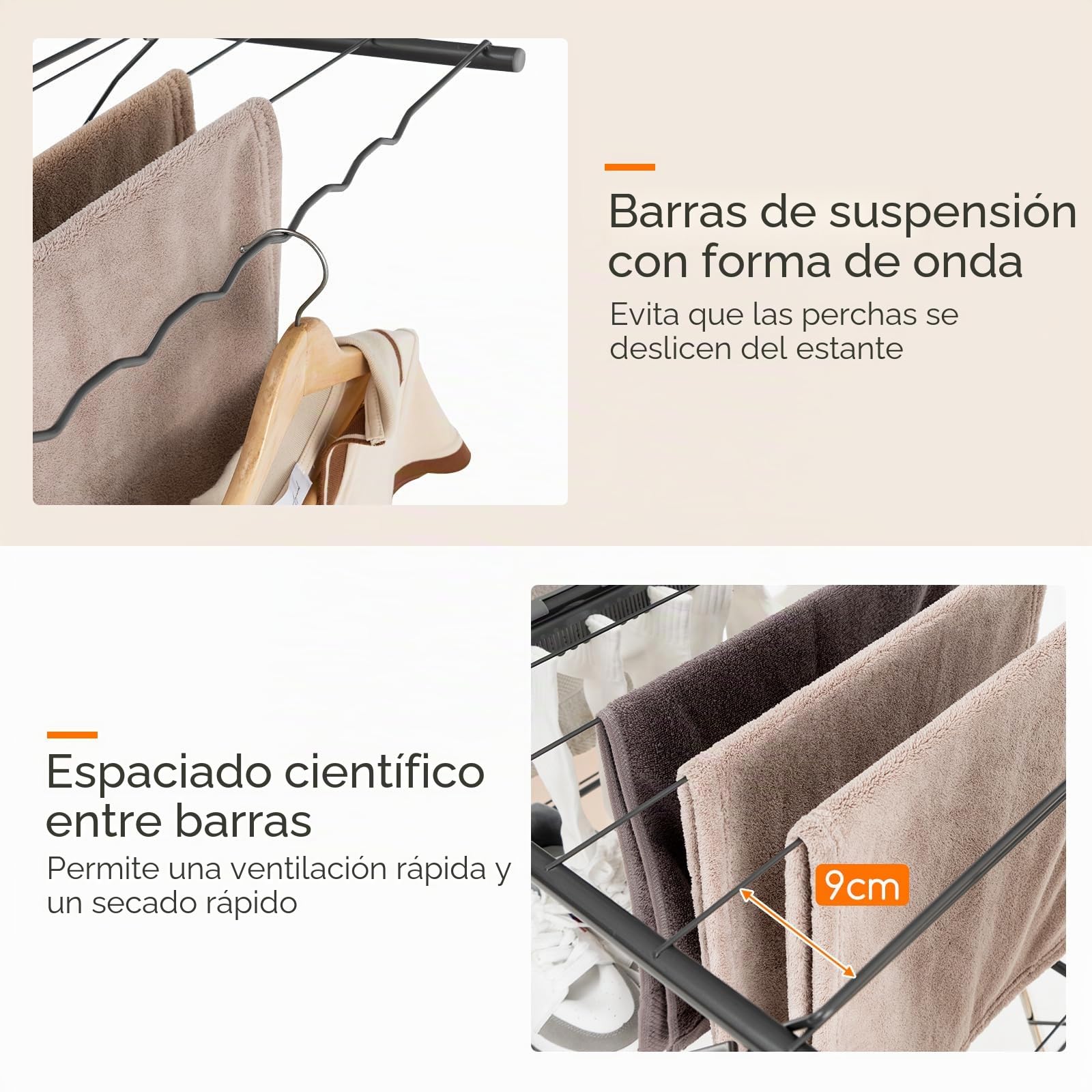 GIANTEX Tendedero Plegable de 2 Niveles, Secador de Ropa con Alas Ajustables en Altura (75-130 cm), 33 Barras, Clip Útiles, Marco de Acero en Forma de A, Tendedero Ahorra Espacio