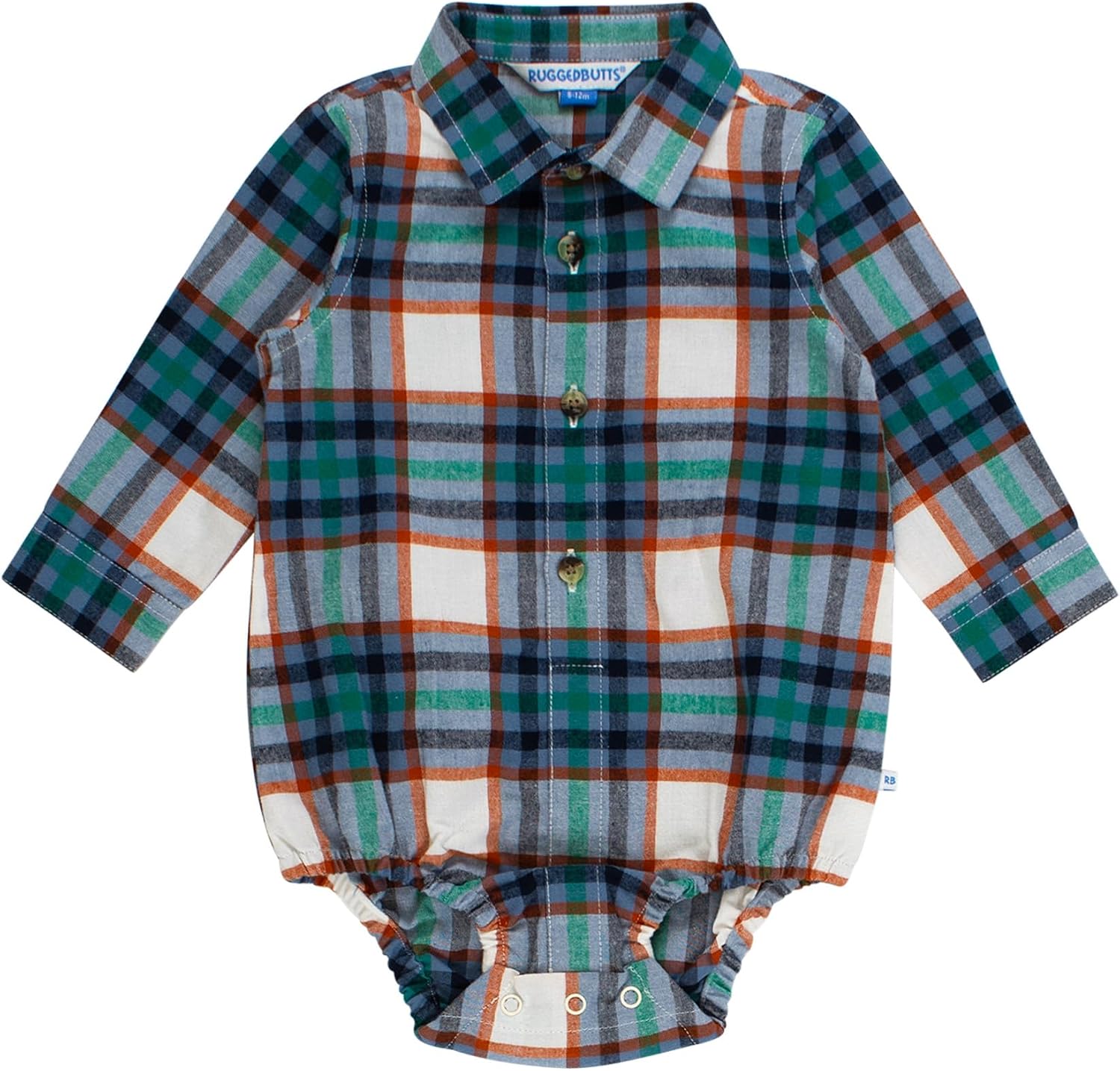 RUGGEDBUTTS Baby Boys Long Sleeve Button Down Bodysuit - Baby Boy Bodysuit