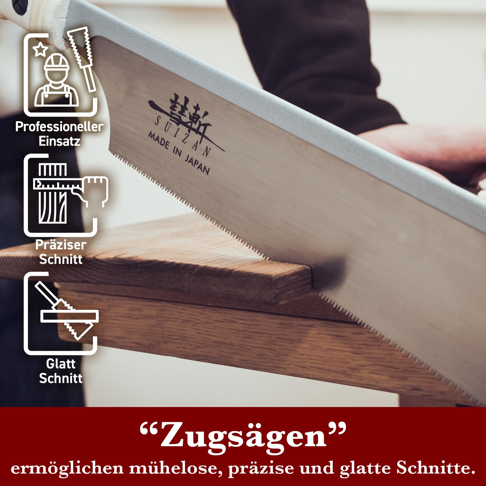 SUIZAN Dozuki Feinsäge 240mm Rip Cross Angle Cut Japansäge Zugsäge Handsäge Holz