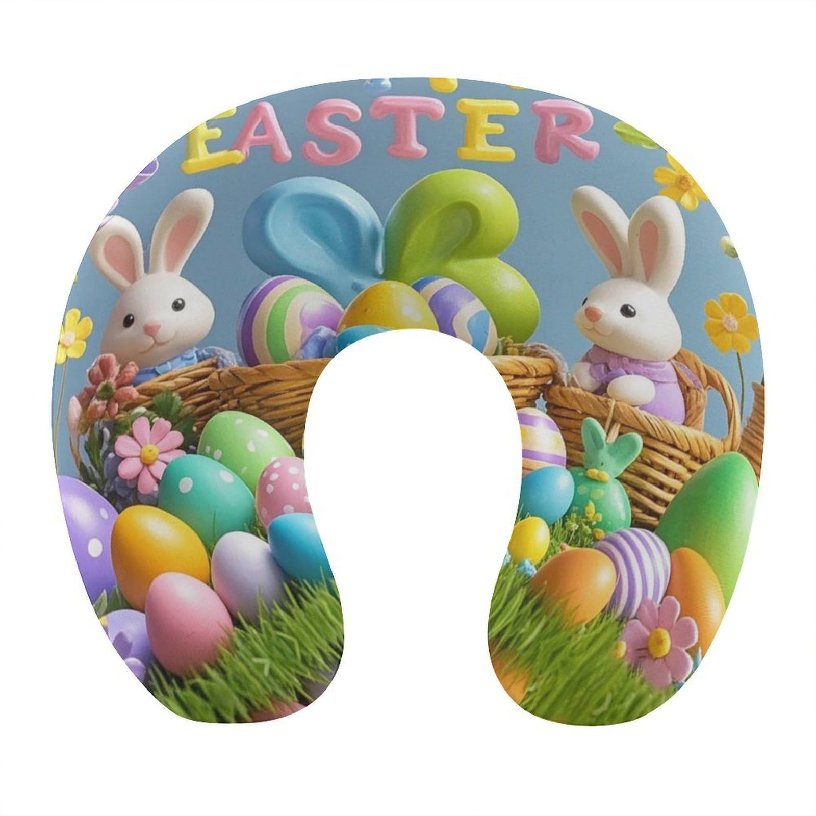 MUSM Happy Easter Travel Pillow for Sleeping Comfortable Portable U Shaped Pillows for Airplane Car Train Lightweight Memory Foam Neck Pillow for Home Office Travelling