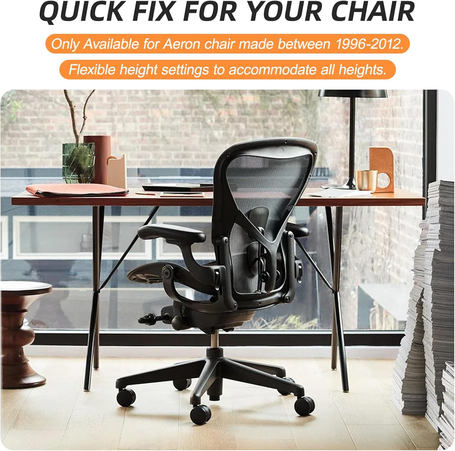 Heavy Duty Gas Lift Cylinder for Herman Miller Aeron Chair 4 Hydraulic Piston with 380 lbs, Top Activated Office Chair Hydraulic Cylinder Replacement