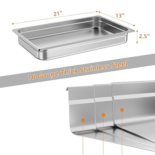 Miniatura 2 de Garvee Sartenes de mesa de vapor de tamaño completo, paquete de 6 sartenes de mesa de vapor de restaurante de 2.5 pulgadas de profundidad,