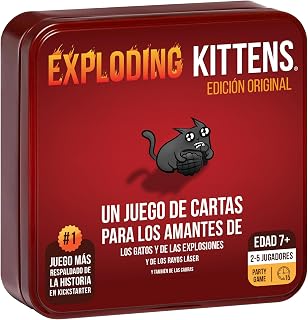 Asmodee Exploding Kittens Original Caja Metálica, Juego de Cartas | A Partir de 7 Años, De 2 a 5 Jugadores, 15 Minutos por Partida, Español