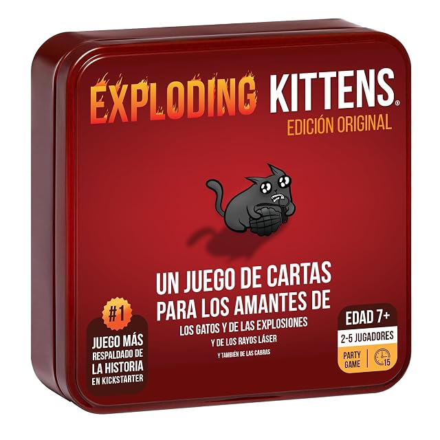 Asmodee Exploding Kittens Original Caja Metálica, Juego de Cartas