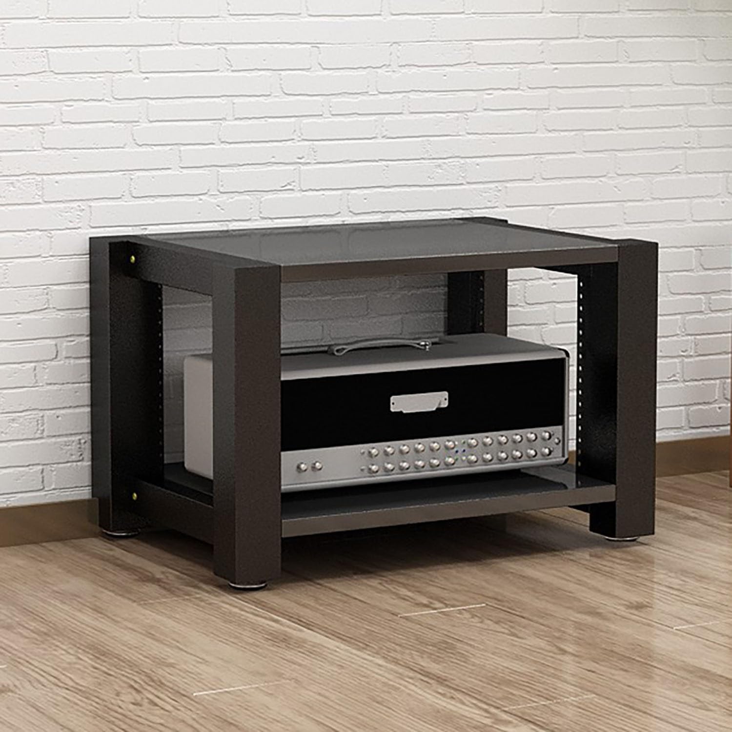 Consoles et lecteurs ordonnés grâce au meuble multimédia AV en bois noir