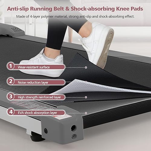 Miniatura 3 de ANCHEER Caminadora para debajo del escritorio, 2.5 HP caminadora con control remoto, cinta de correr compacta portátil para el hogar, oficina,