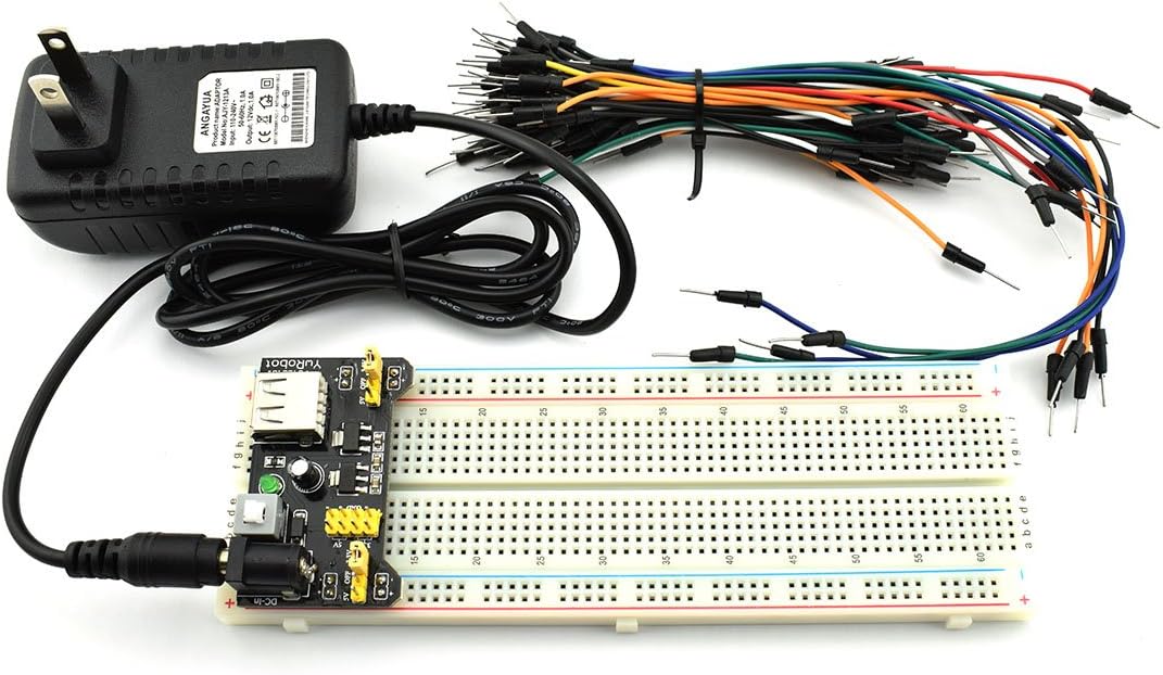 HJ GardenElectronic Component Power Supply Module Assorted Kit for Arduino, Raspberry Pi, STM32, UNO, MEGA2560 830P Breadboard + Power Module + Jumper + 12V 1A Adaptor