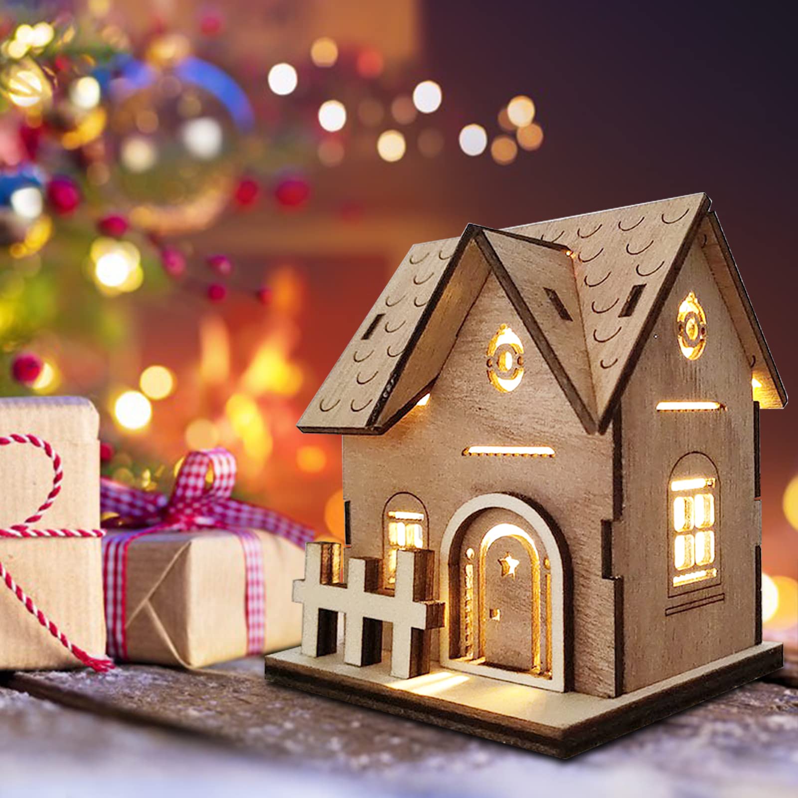 クリスマス置物ハウス ミニハウス 光る雪の家 オーナメント LEDライト付 Amazon.co.jp: クリスマス 飾り ミニハウス 子供 置物 木製 光る