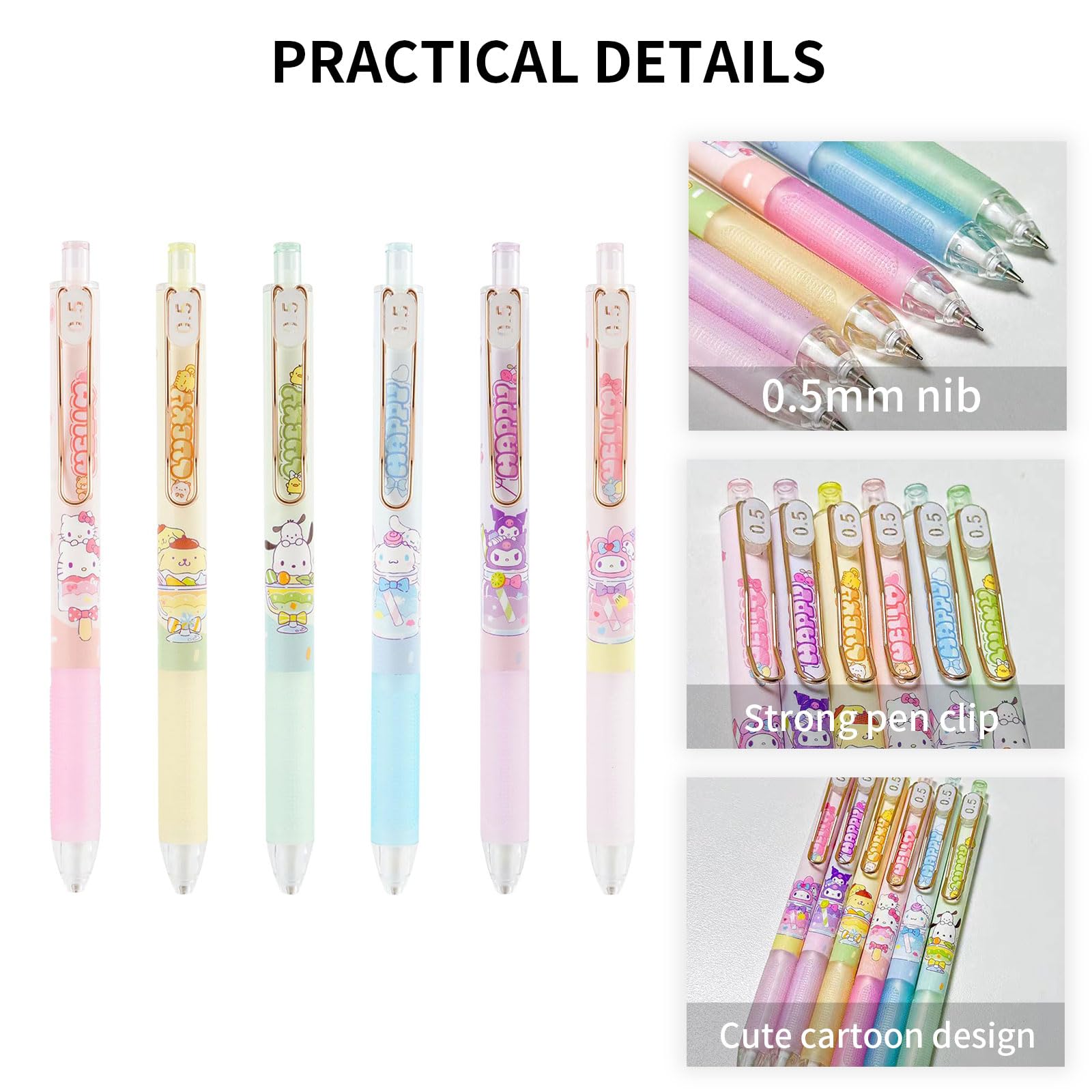 piurlzw 6 Pcs Mechanical Pencils with 5 Pcs Retractable Eraser, Cute Eraser Pencil, Cartoon Creative Stationery Supplies for Girls: Black