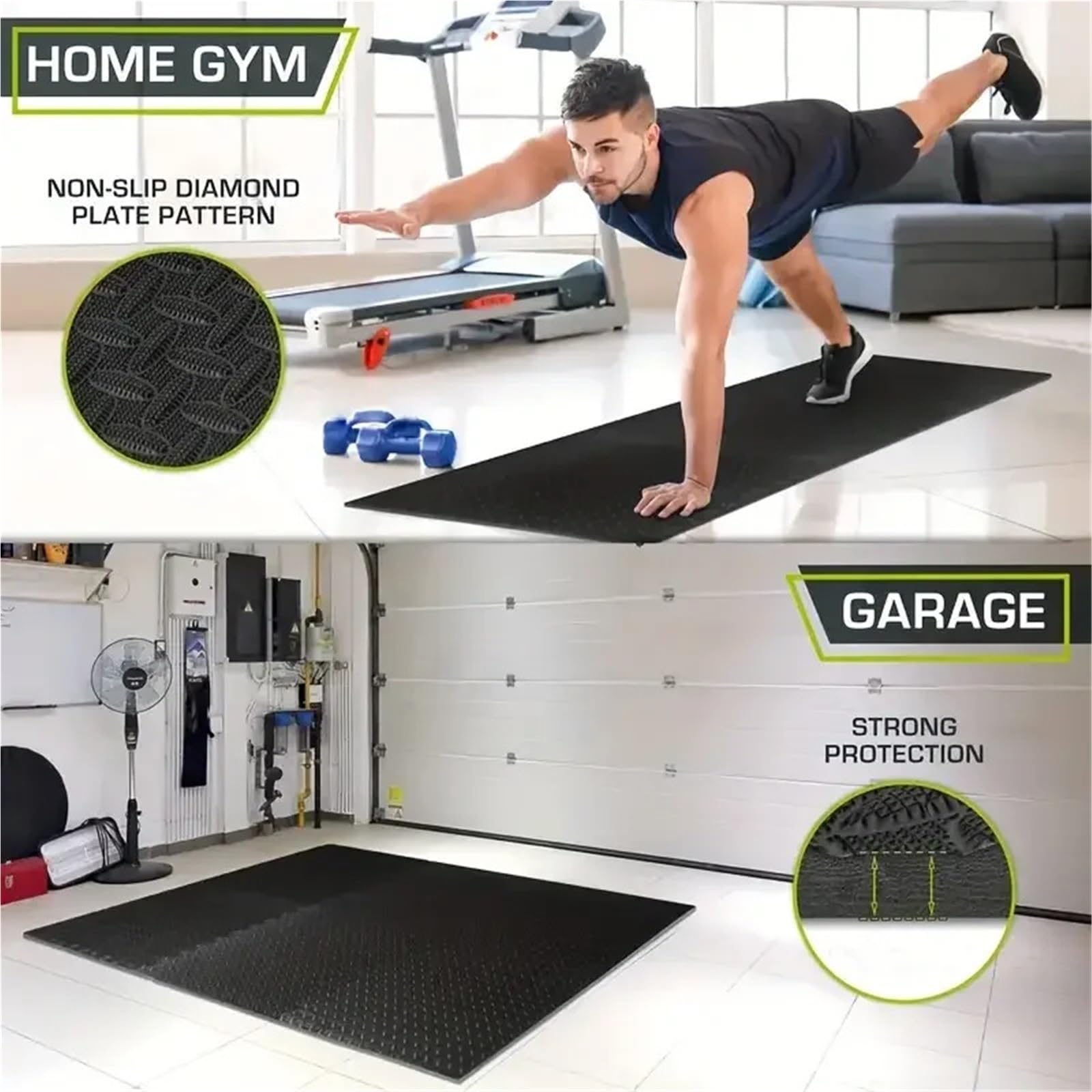 Esterilla Fitness Puzzle Esterilla de Ejercicios de Espuma entrelazada (12 o 24 Unidades), Ideal for Gimnasio en casa y Yoga al Aire Libre.(Black-24pcs)