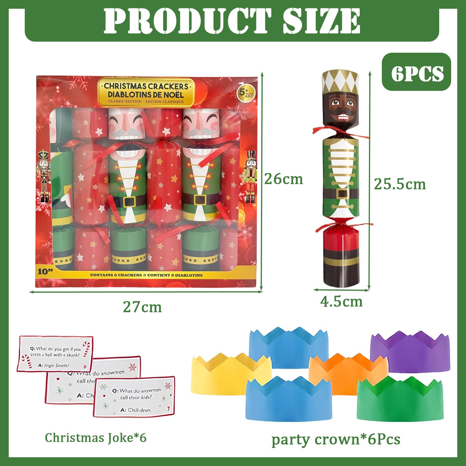 COSORO 6 Pack Christmas Crackers Luxury with Novelty Gifts Party Hats for Xmas Party Table Favors,Santa's Building Block Christmas Party Crackers,Xmas Crackers for Gift,Christmas Decorations - Image 2