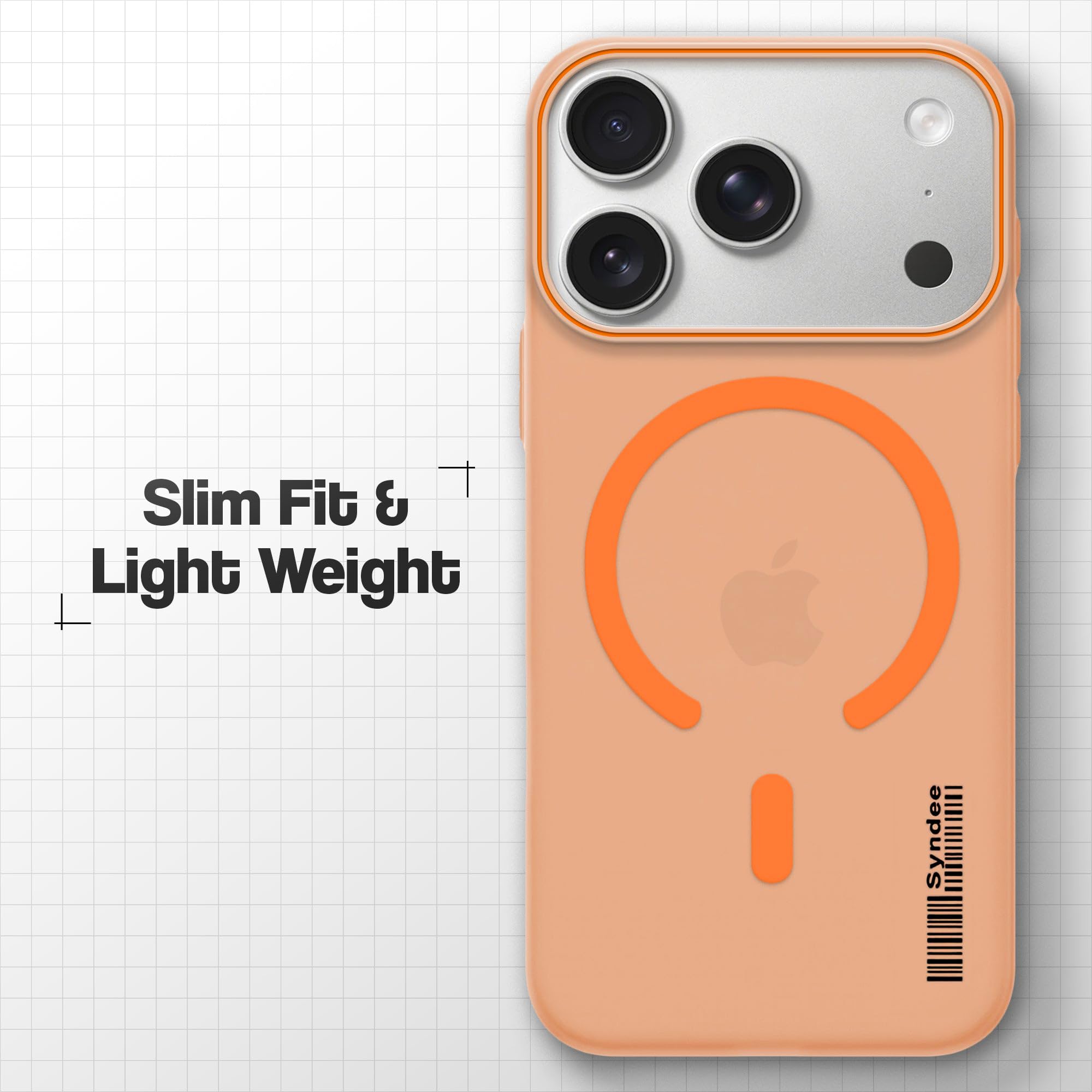 DL3 Mobilak Case Back Cover for iPhone 17 Pro Max, Sleek Frosted Translucent Back Only Compatible with Wireless Magnetic Accessories | Anti-Scratch Shockproof Phone Case (Orange)