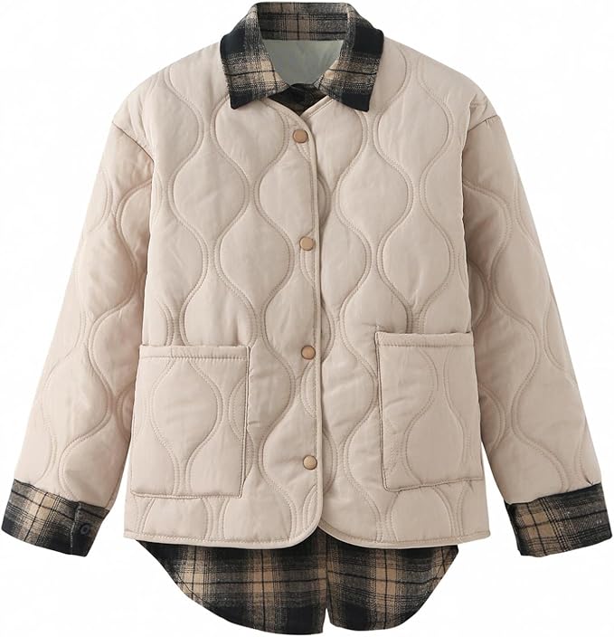 Amazon テニール ダウンコート レディース 冬 かわいい ダウンジャケット 綿 ショート丈 チェック重ね着風 キルティングジャケット 軽量 厚手コート シンプル 無地 防寒 スリム 大きいサイズ 冬 アウター 秋冬 コート ジャケット 通販