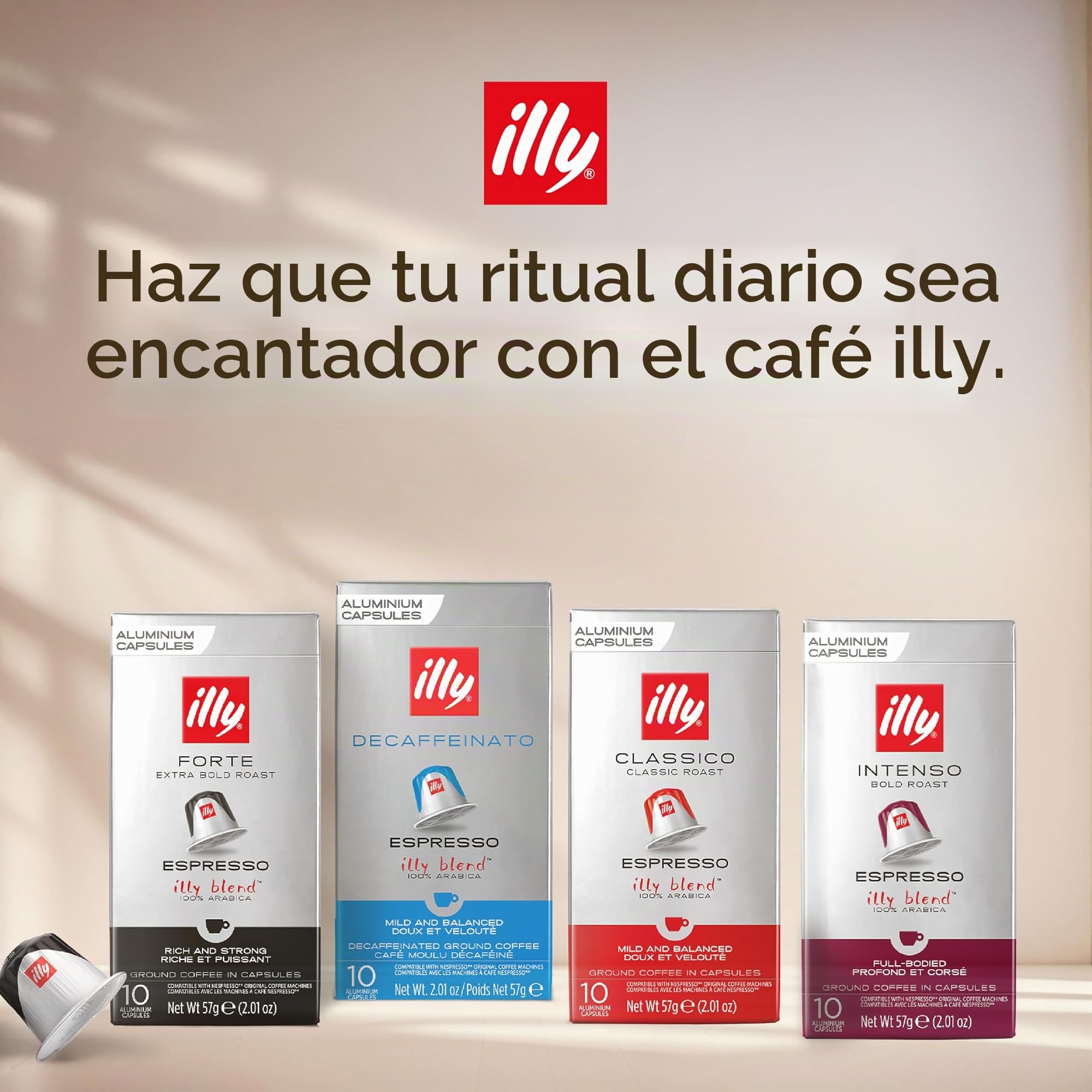 illy, Café en Cápsulas Compatibles de Aluminio CLASSICO, 100% Arabica con notas de flor de naranja y jazmín, sabor dulce y regusto dulce, 10 paquetes de 10 (100 cápsulas en total)