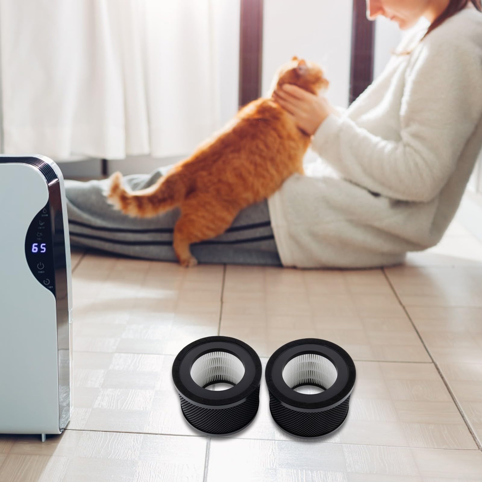 2 Stück Luftreiniger-Filter Ersatz kompatibel mit TaoTronics für TT-AP001 | effizient für HEPA-Stil Elemente für Zuhause Küche | für einfache Installation | Schwarz | 15 x 15 x 10,5 cm