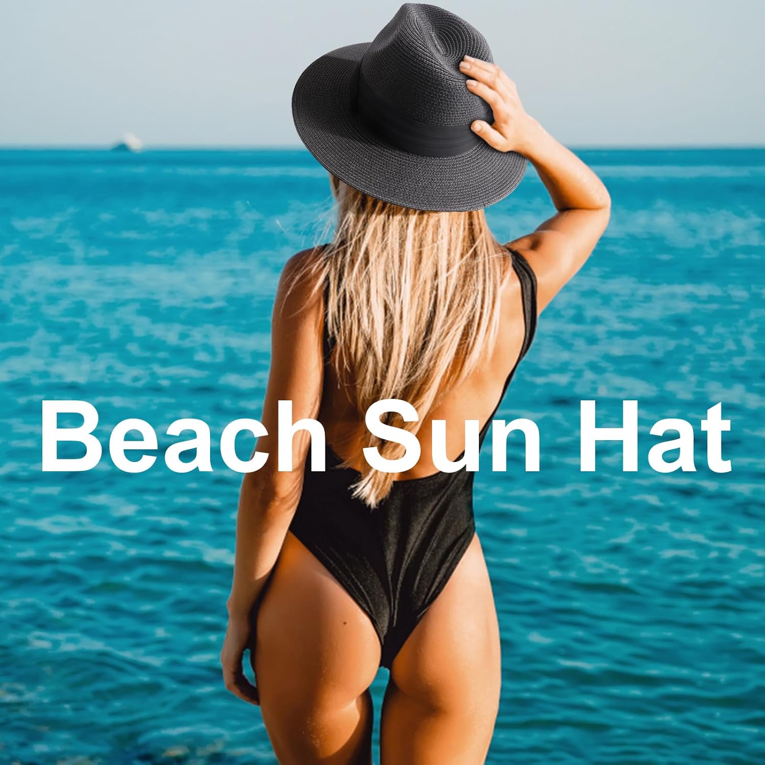 Summer Straw Fedora Hat for Women Men Travel Panama Hat with Wide Brim Roll Up Sun Hat for Beach Outdoor UPF 50+ - Image 5