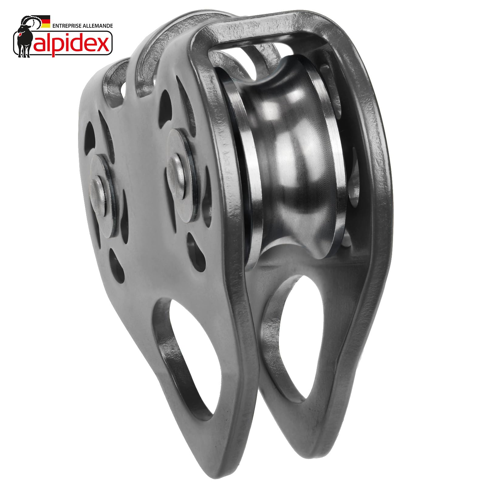 ALPIDEX Poulie Tyrolienne Double - Pour Cordes Textiles 13mm Et Acier 12mm 20kN