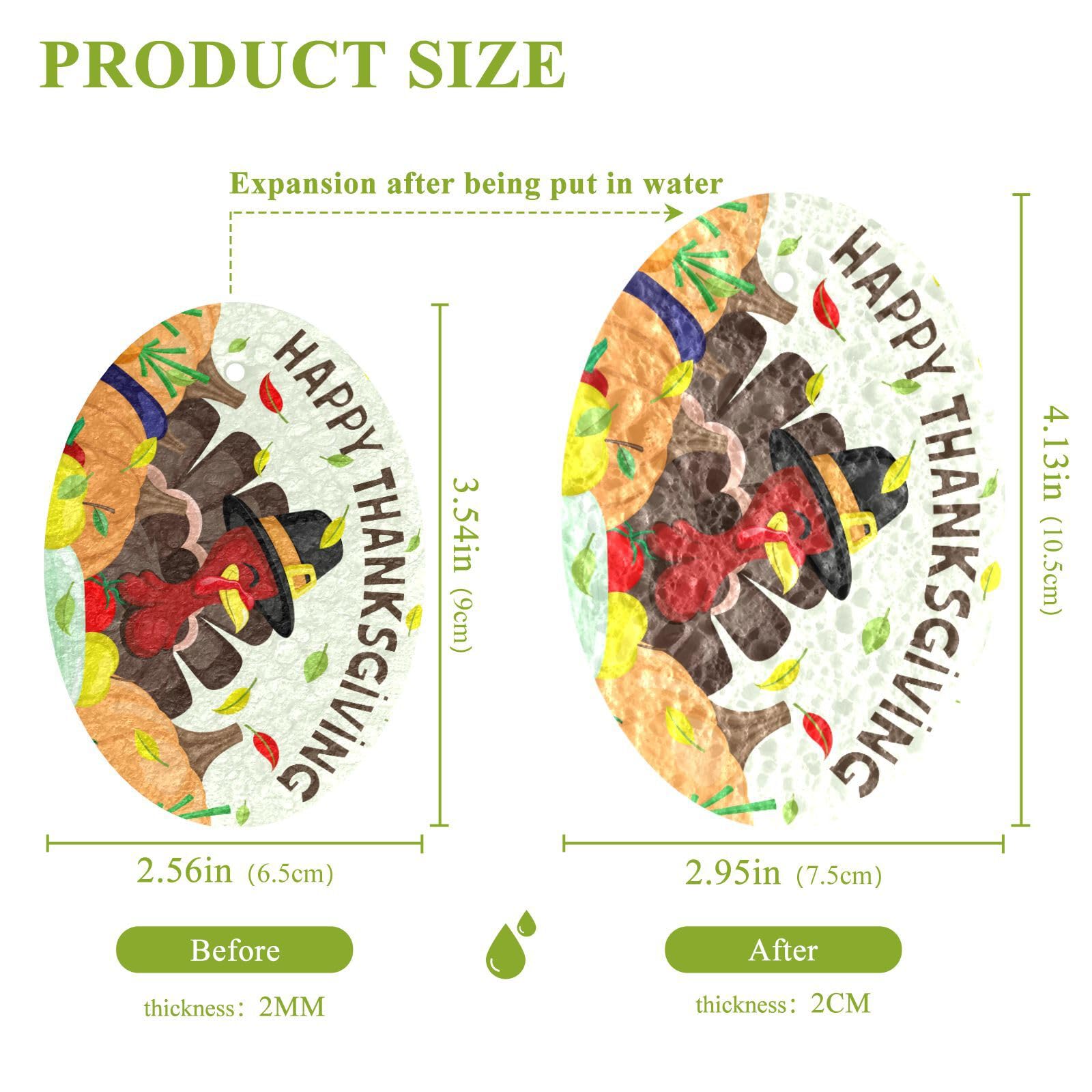 Turkey Pumpkin Harvest Scrub Sponges Kitchen Thanksgiving Day Dish Compressed Cellulose Sponges for Washing Dishes Non Scratch Reusable Hanging for Household Cleaning 3 Pack