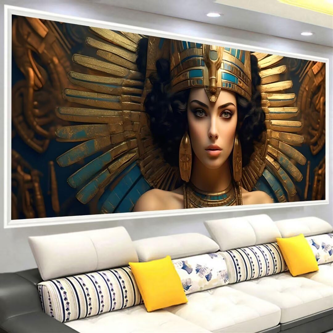 Pittura Diamante Fai da Te, 5D Diamond Painting donna, 250x100cm Diamond Painting Grandi Dimensioni, Strass Ricamo a Punto Croce Kit Diamond Painting Egitto per Decorazioni Natalizie per La Casa Q-4