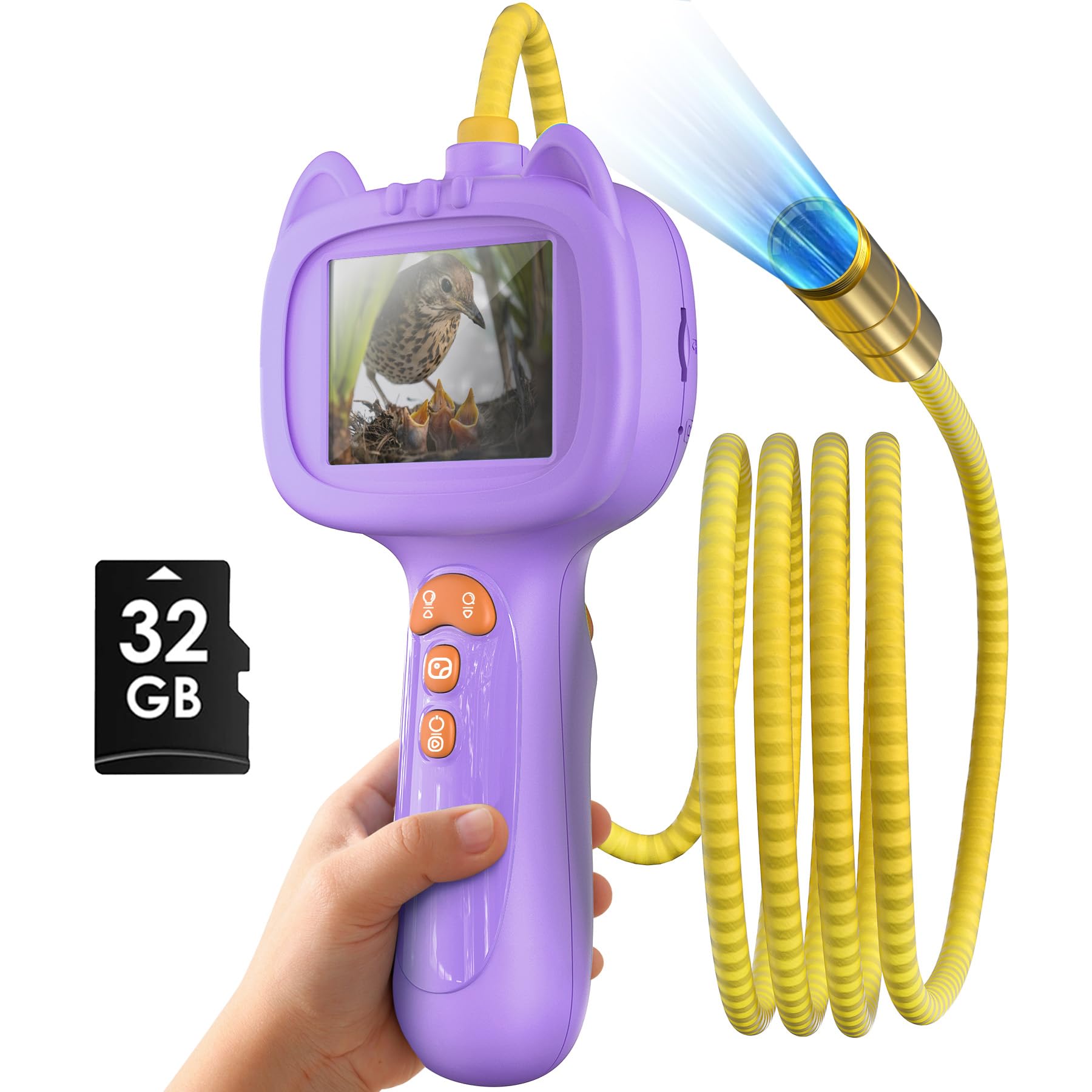 Borescope Snake Camera with Light for Kids，STEM Endoscope Educational Toy Kit，Outdoor Camping Nature Science Exploration Hoilday Birthday Gift for Boys &amp; Girls Ages 3+ Years Old (Purple)