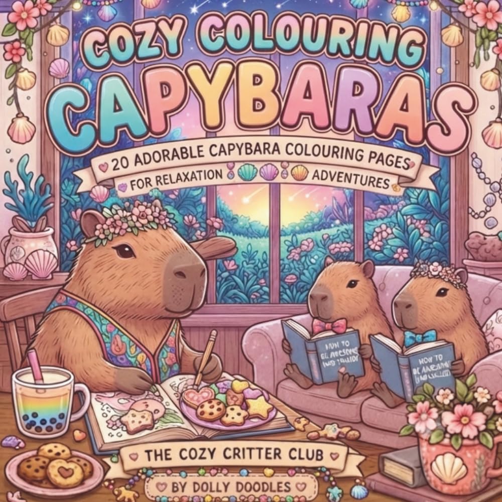 Cozy Capybara Coloring Book: Cute and Relaxing Bold & Easy Capybara Adventures for Adults, Teens and Kids (The Cozy Critter Club)