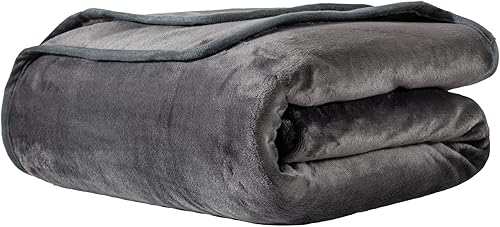 MORANJIAFANG Solid Color Flannel Blanket Thicken Reversible Fleece Thermal Blanket Dark Grey Queen 90×90