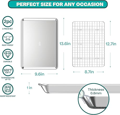 Miniatura 2 de Baker's Secret Bandeja de tocino no tóxica para horno, PTFE, PFAS, libre de PFOA, 100% aluminio reciclado, juego de utensilios para hornear galletas