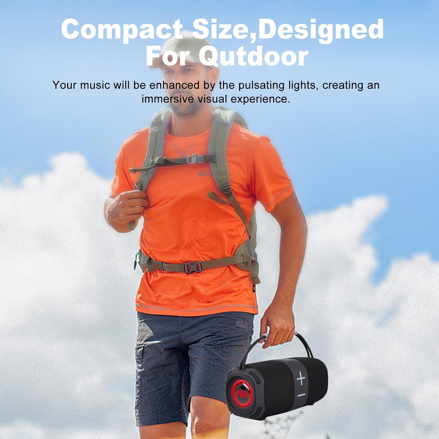 Portable Bluetooth Speaker with Lights, 16W Loud Stereo Sound, Small Wireless Speaker for Outdoor, TWS Paring for Home/Bathroom/Party/Outdoor/Beach, Gift Ideals - Image 4