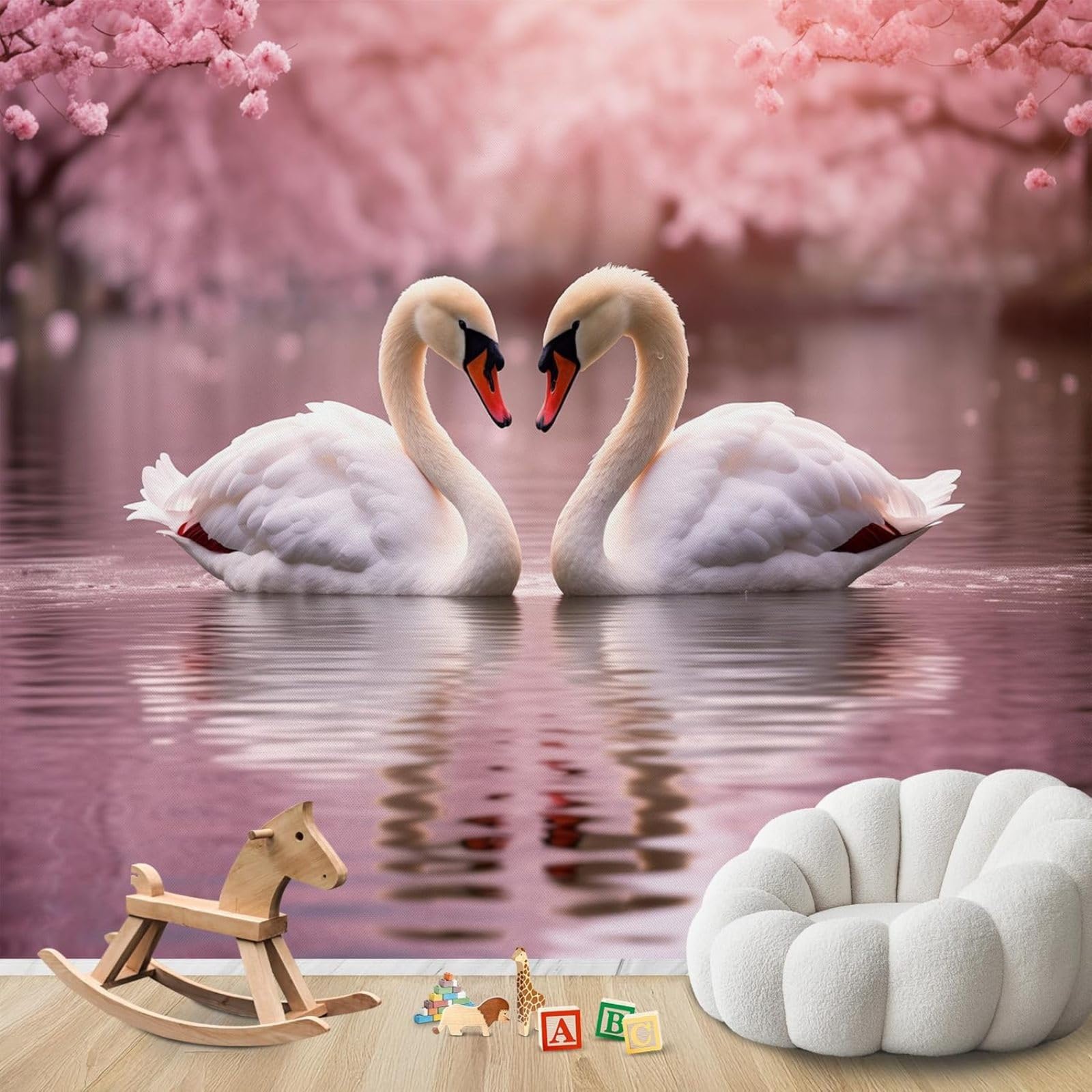 hgjdjhnf Photo Wallpaper Swan Romantic Wallpaper Non-Woven ModernLiving Room Bedroom Children's RoomDecoration Motif Wallpaper,150cmx105cmSticker - Background- Painting - Poster