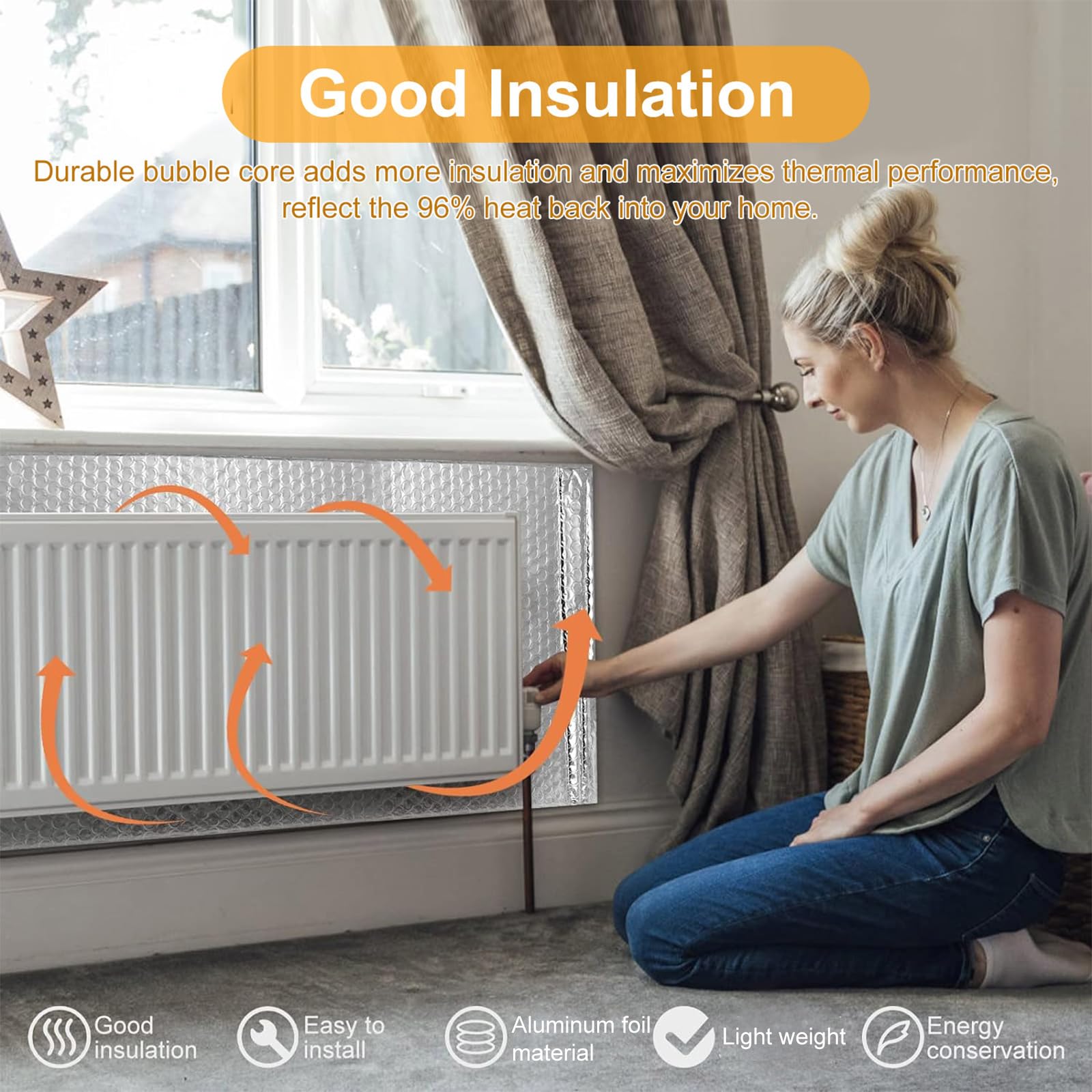 wordmouk Aluminium Bubble Insulation Foil Heat Reflective Radiator Reflector Foil Vapour Barrier Radiator Reflector Panel Thermal Insulation Roll for Wall Loft Boat Caravan Home Shed Auto 0.6x3 m