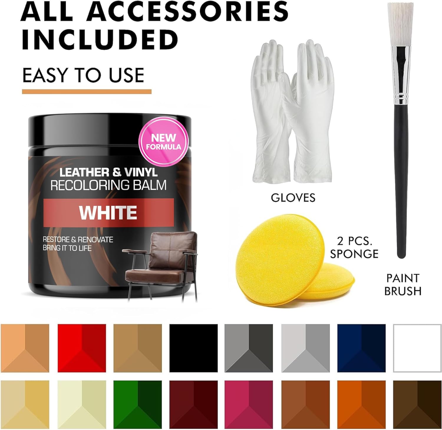 FORTIVO Leather Recoloring Balm, Leather Repair Kit for Furniture, White Leather Dye, Leather Repair Kit, White Leather Balm, Leather Repair Kit for Couches, Balm Leather - White - Image 5