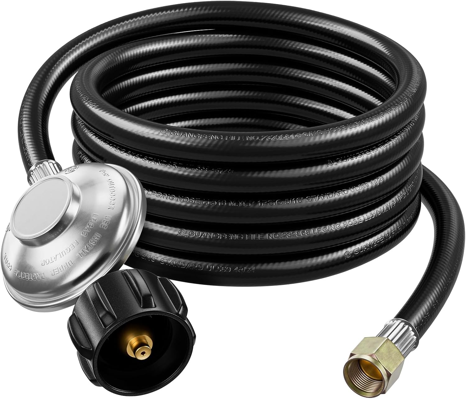 12 Feet Universal Gas Grill Regulator and Hose, Propane Regulator Replacement for Weber, Charbroil, Nexgrill Grill, Propane Patio Heater and Fire Pit