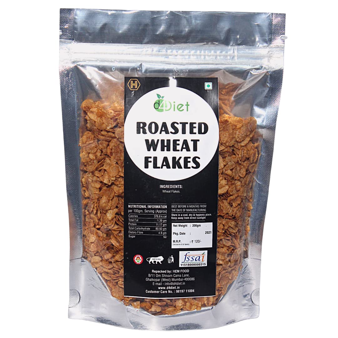 D4Diet Roasted Wheat Flakes High Fibre, Low Calorie Snack/Healthy Namkeen/Roasted Namkeen (400 Gram) 1