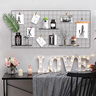 Pulatree Grid Photo Wall, Wire Wall Grid Panel for Photo Hanging Display Metal Grid Wall Decor Organizer Mesh Panels Displ...