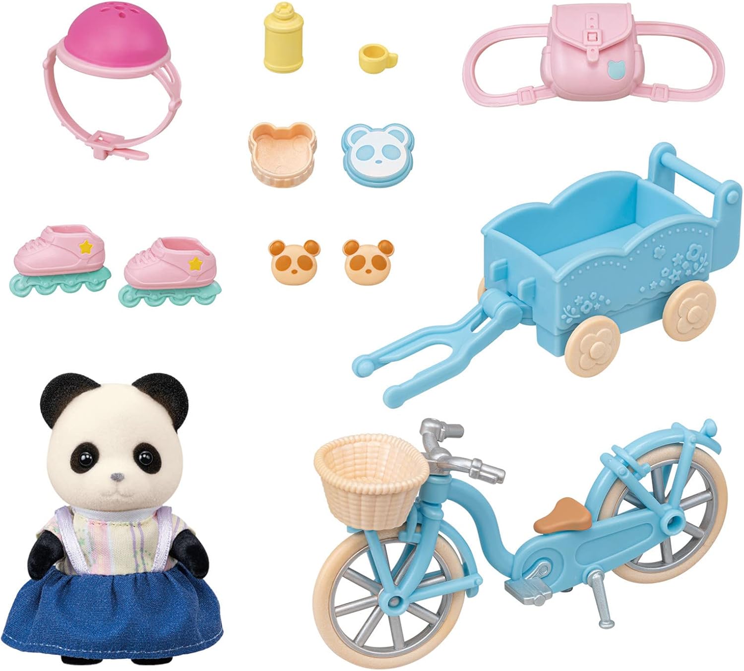 Calico Critters Pookie Panda Girl's Cycle & Skate Set, Dollhouse Playset with Figure and Accessories