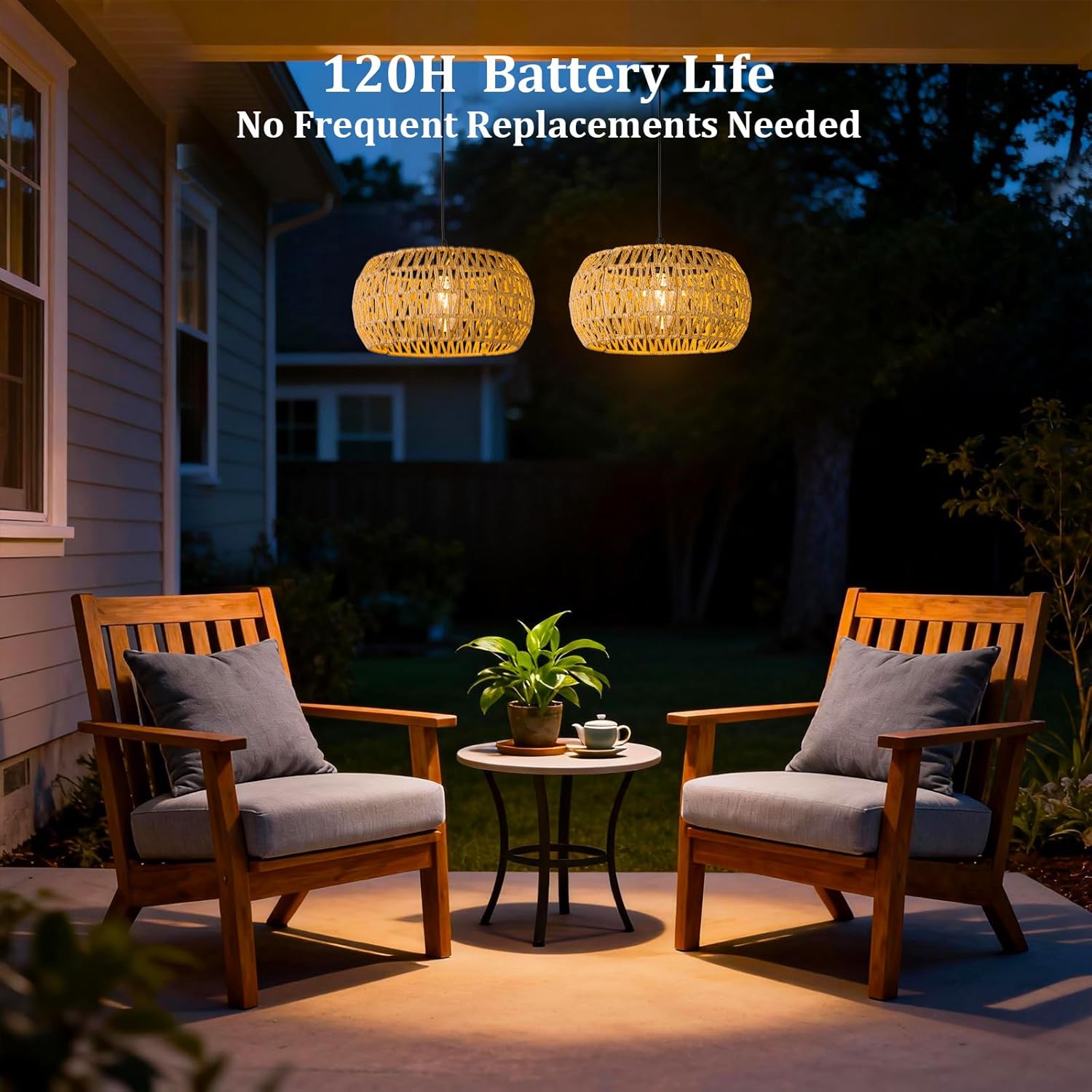 Battery Operated Outdoor Chandelier,Battery Operated Pendant Light with Remote Control, No Wiring Outdoor Hanging Light for Porch Patio Gazebo (13" 2Pack)