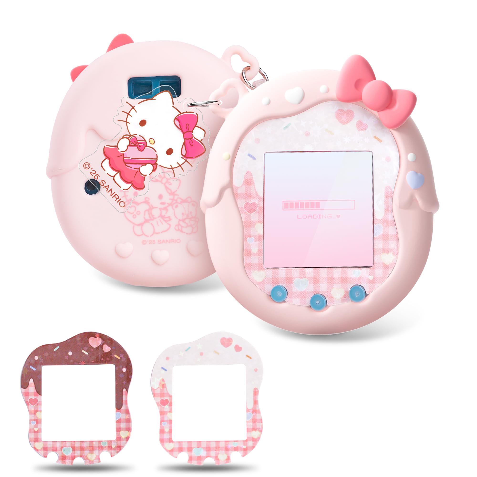 Kuitmor Sweetheart Czekoladowe silikonowe etui kompatybilne z Tamagotchi Uni, miękkie etui ochronne ze wzorem cukierkowego serca, odporne na zarysowania i wstrząsy, skóra do wirtualnego urządzenia dla