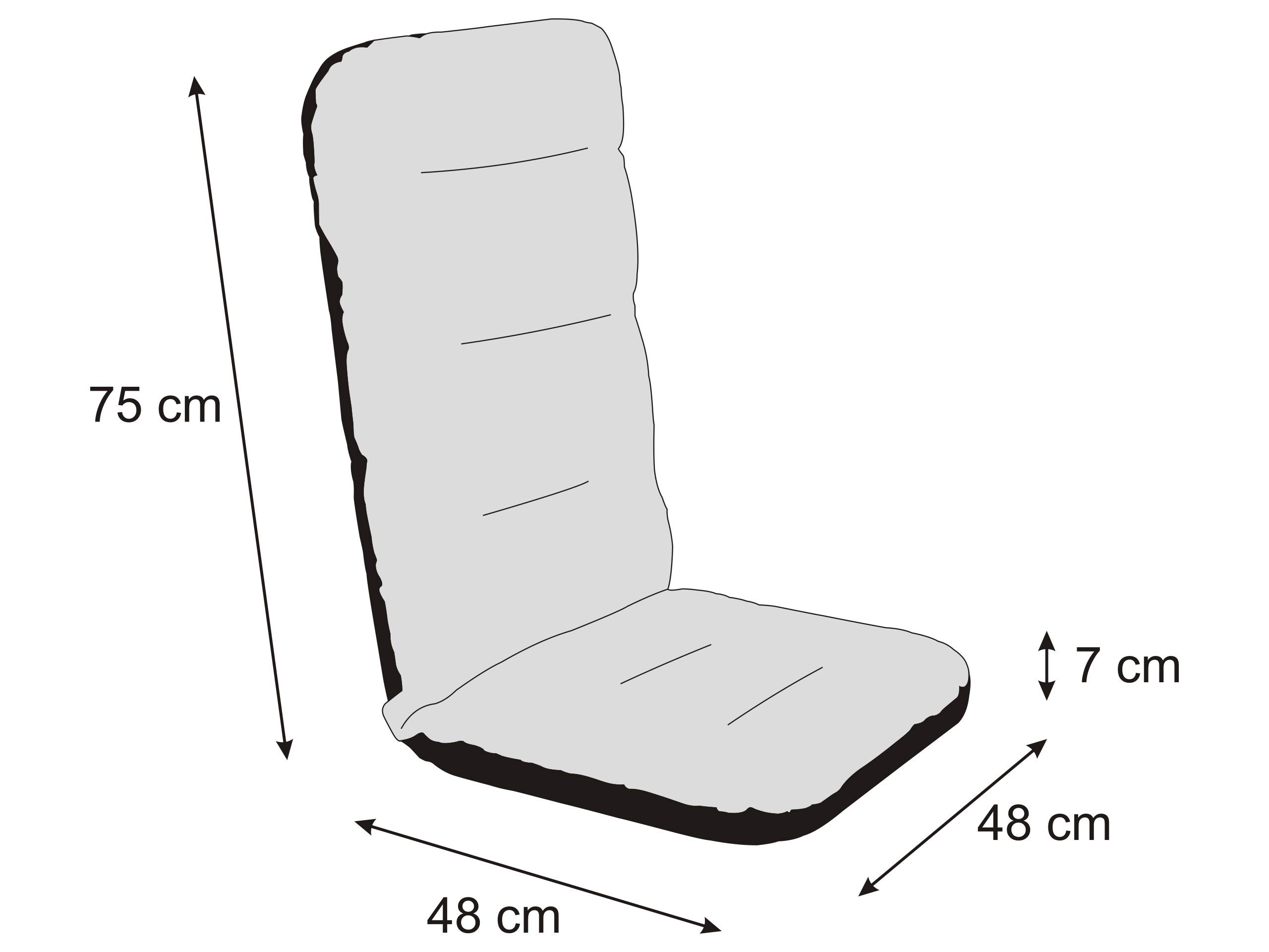 4X Stuhlauflagen für Gartenmöbel Sitzpolster für Hochlehner Gartenmöbelauflagen, Chair, Gartenstuhl-Auflage - 120 x 48 x 7 cm - Grau/Graphit - 4 Stück