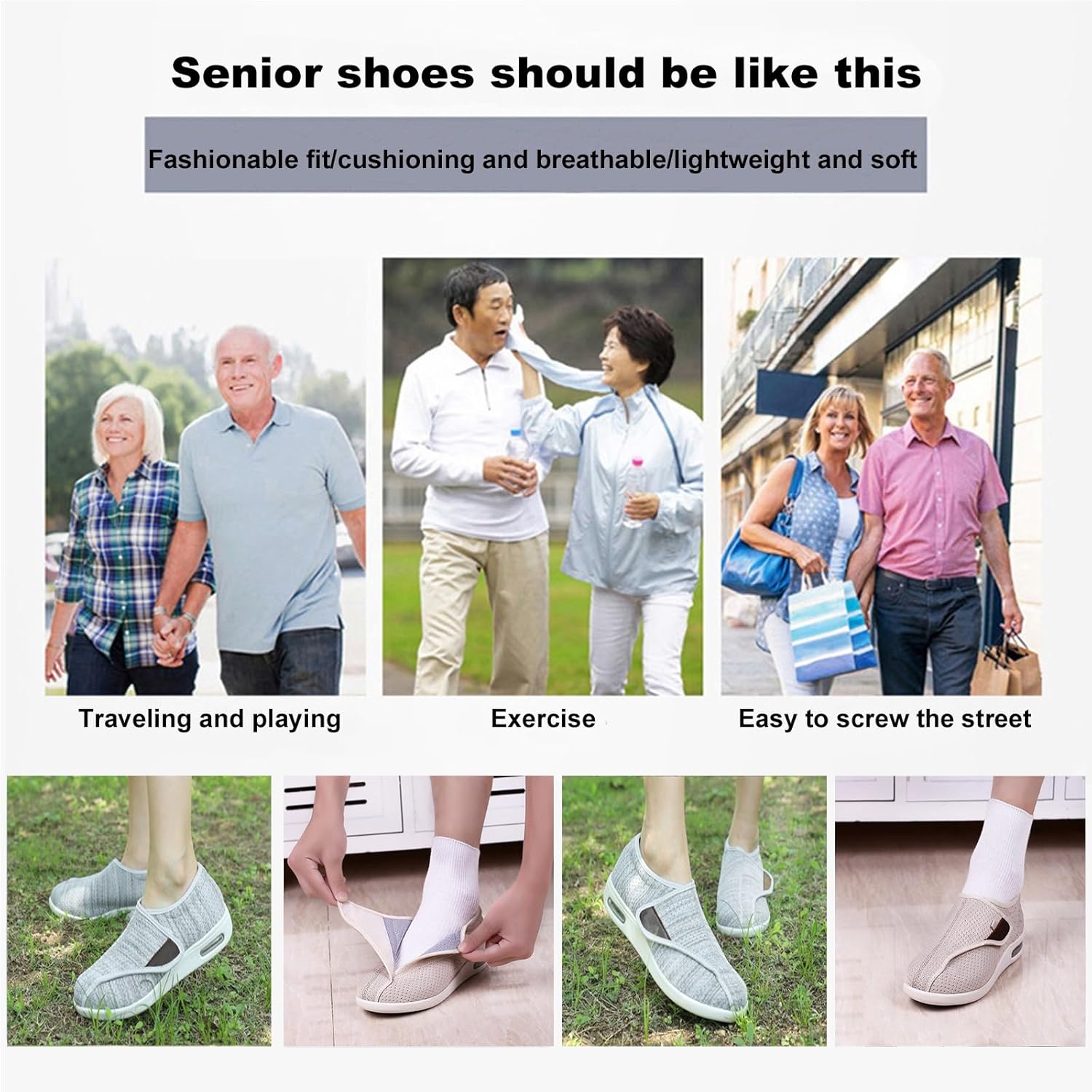 Diabetic Shoes,Foot Protection Soft Sole Wide Toe Breathable Sneakers
