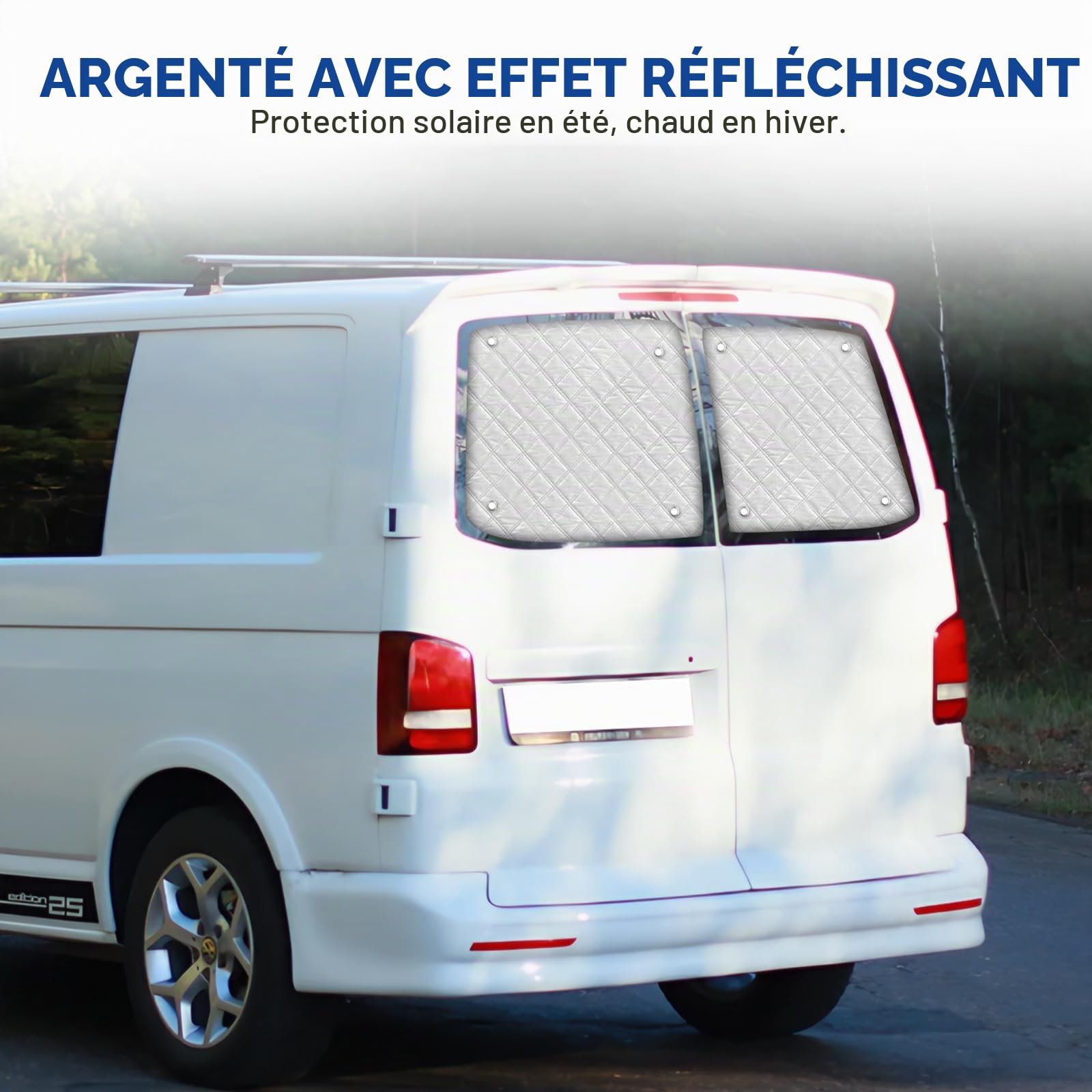 Pare-Soleil Arrière de Voiture Compatible avec VW T5 T6 2003-2024 Double Portes Tapis Thermique Interne Pare-Soleil Pare-Brise Tapis
