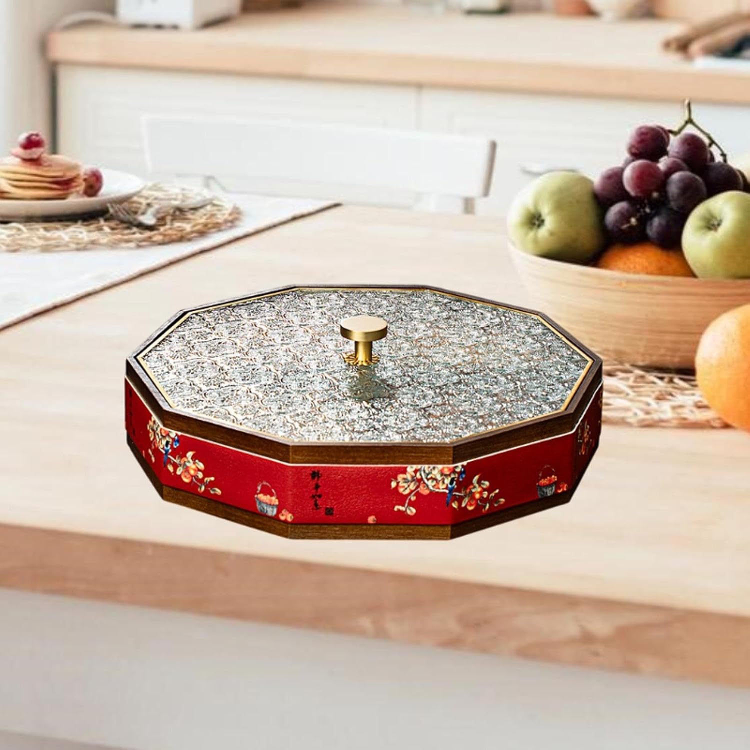 蓋とハンドル付きの分割サービングトレイ、8つのコンパートメントの