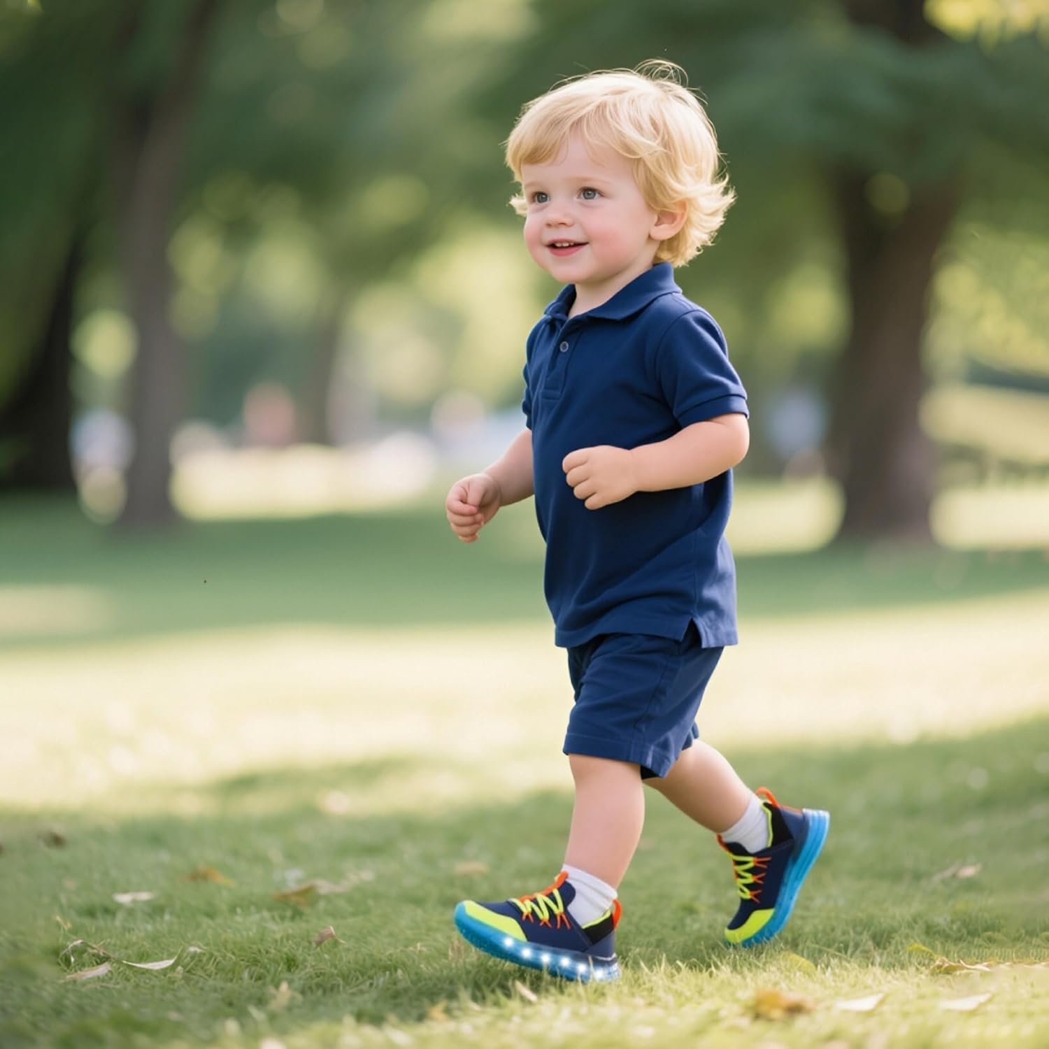 AMZZPIK Boys and Girls Light Up Shoes Size 5T to 2Y LED Flashing Slip-On Sneakers with Breathable Mesh Upper Lightweight Non-Slip Outsole Athletic Sports Tennis Shoes for Kids Running Walking School - Image 2