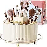 fanado 360 Rotate Makeup Brush Holder Organizer, Makeup Organizers Countertop, Makeup organization and Skincare Storage for Vanity, Desktop, Bathroom (Ivory)