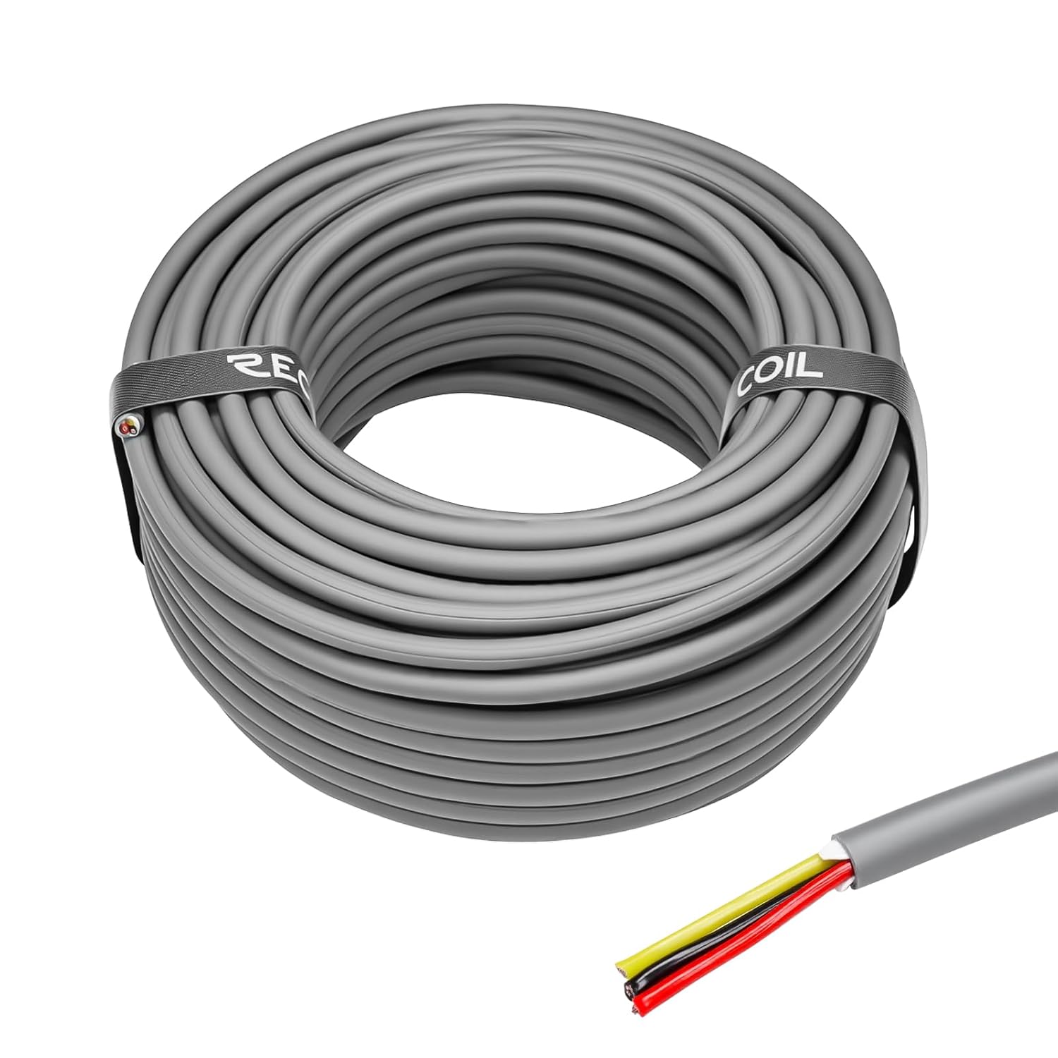RECOIL RLWI318-100 Speaker Wire 100ft Multipurpose 3 Conductor 18AWG Low Voltage LED Wire, LED Extension Cable Power Extension Cord