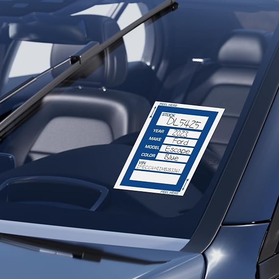 200Pcs Car Dealer Stock Stickers, 3 x 4 Inches Inventory Tracking Window Stickers for Vehicles (New & Used Cars), Inventory Management, Auto Dealership Supplies (Blue)