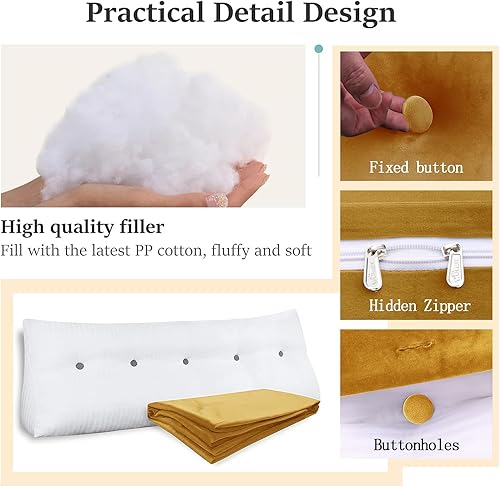 Miniatura 2 de Almohada de cuña para cabecero, almohada grande de lectura para sentarse en la cama para adultos, cojín triangular de terciopelo para respaldo,